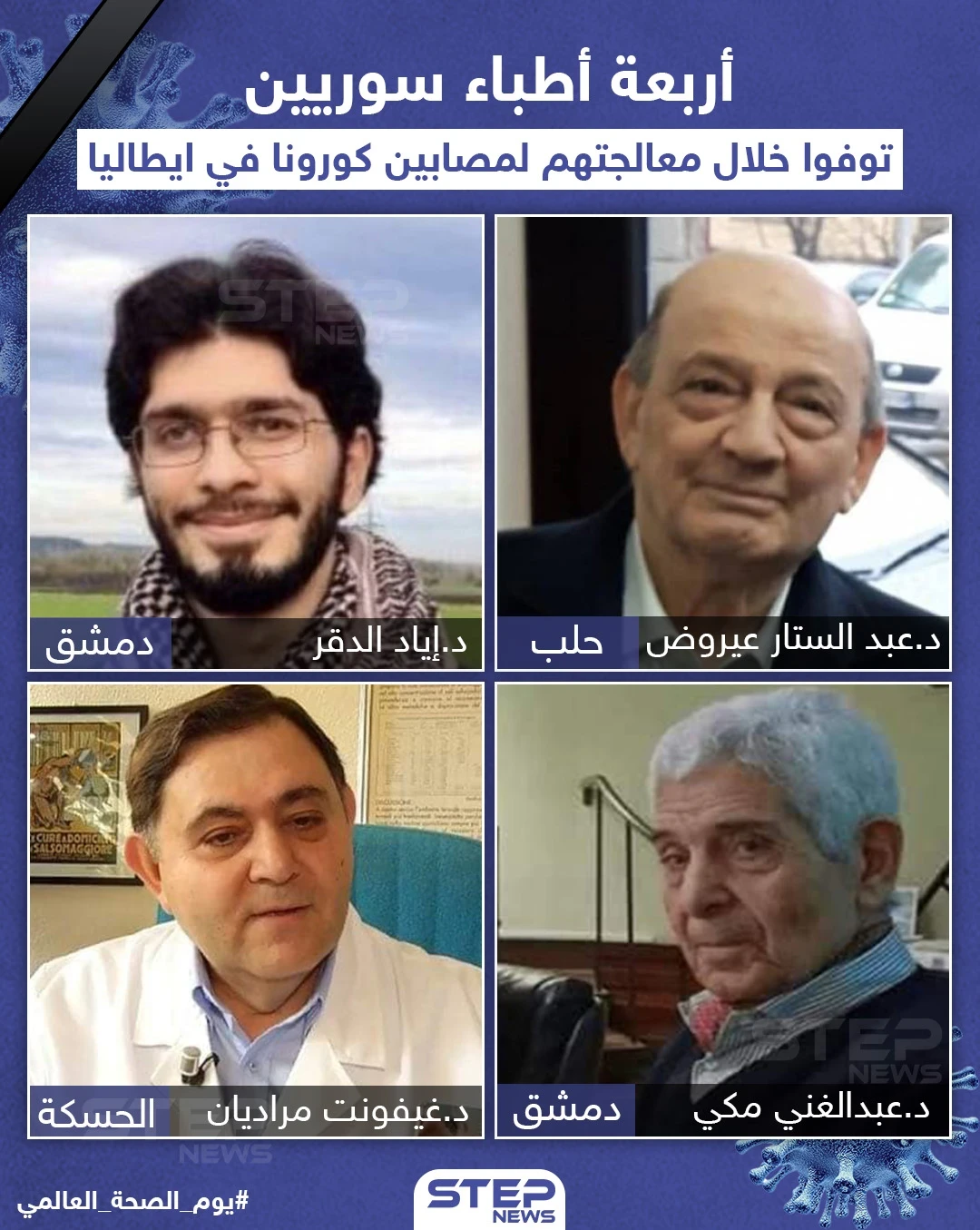 أطباء سوريون توفوا خلال معالجتهم لمرضى فيروس كورونا