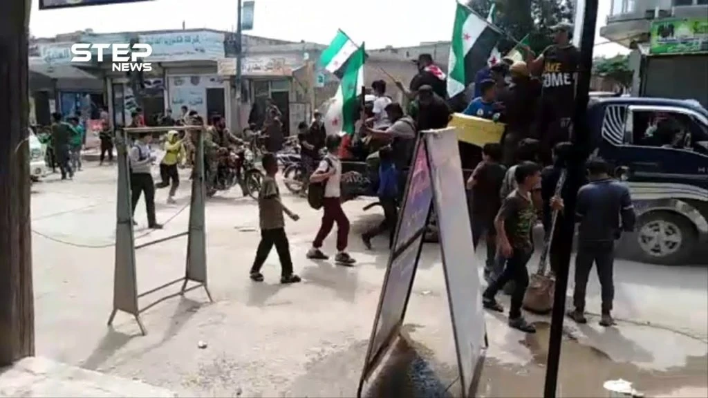 مظاهرة في مدينة جرابلس بريف حلب نصرةً لإدلب