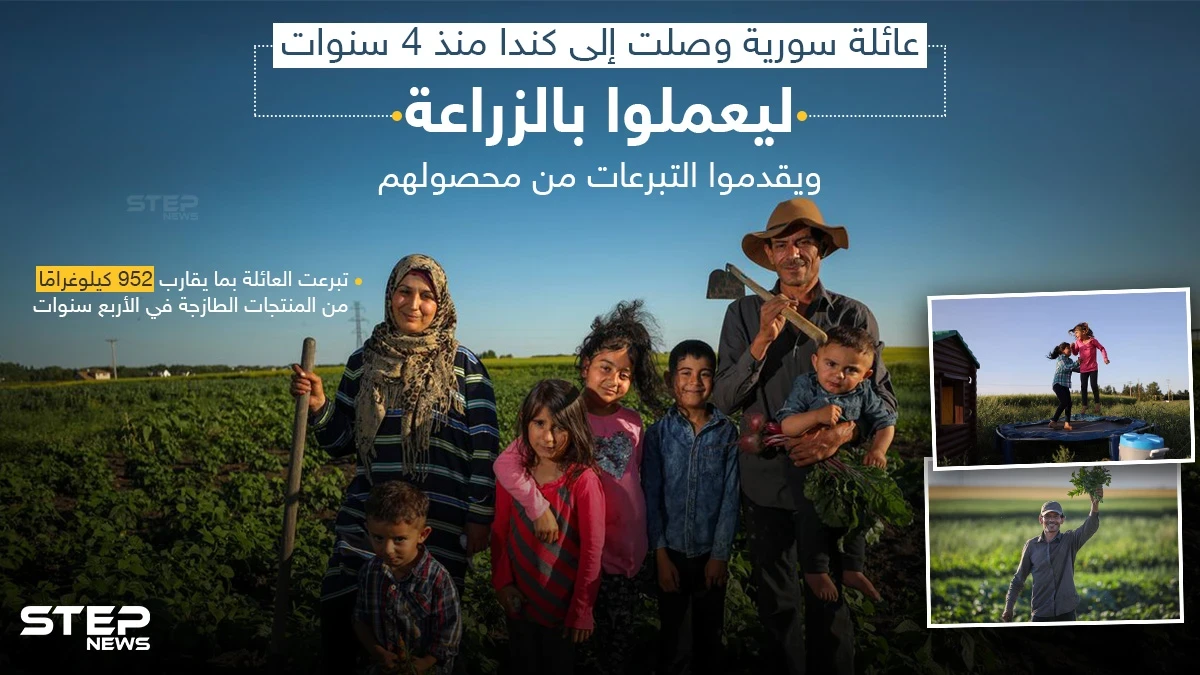 تبرعات العائلة وصلت إلى 925 كيلو غراماً، وذلك بعد عملهم بالزراعة في كندا