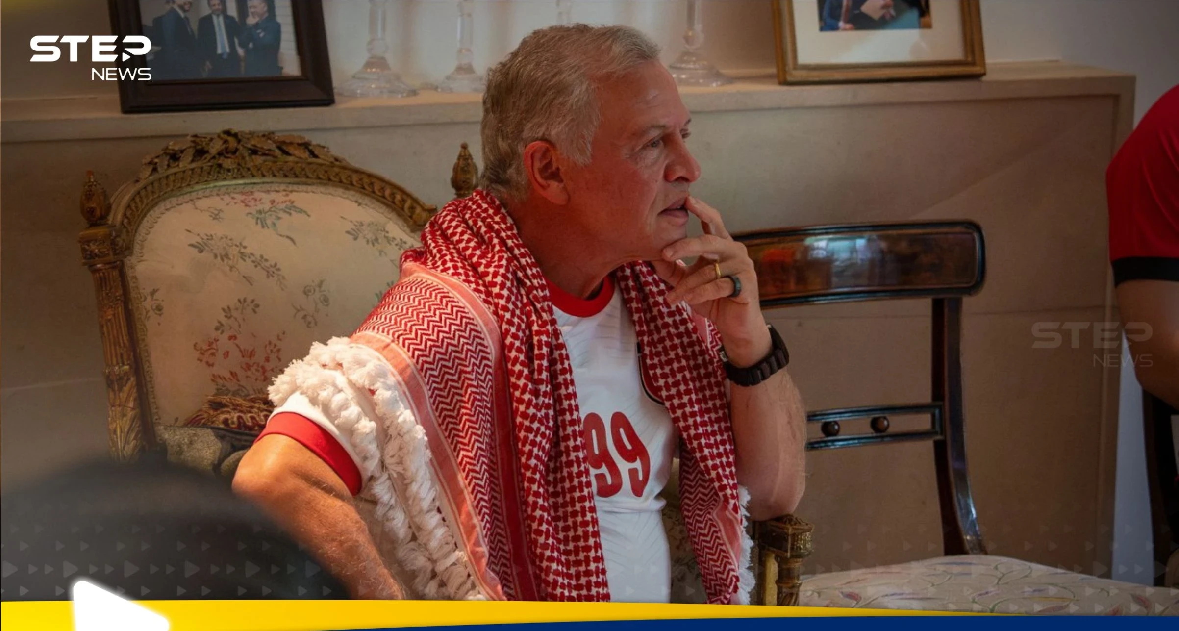 شاهد|| تفاعل ملك الأردن من لندن خلال متابعته مباراة "النشامى" ومضيفه العماني 