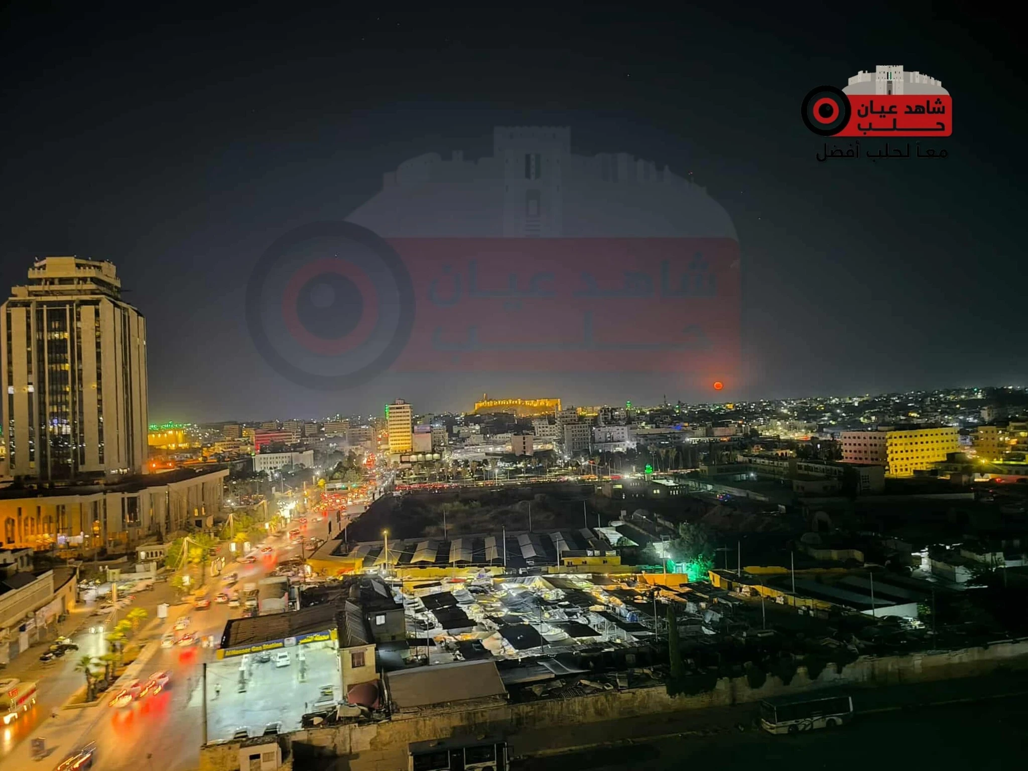 صورة جوية لمدينة حلب ليلاً