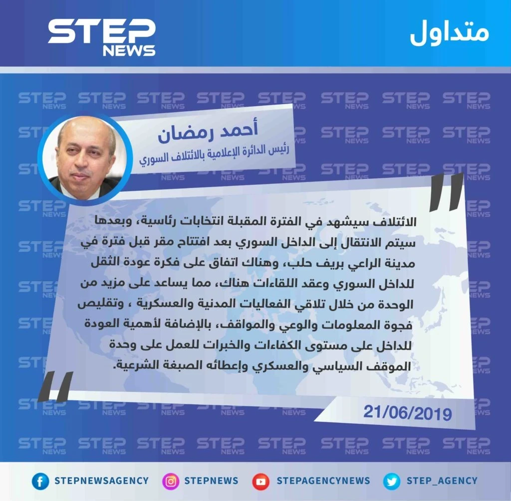 الائتلاف الوطني المعارض ينوي نقل ثقله للداخل السوري عقب انتخاباته المقبلة