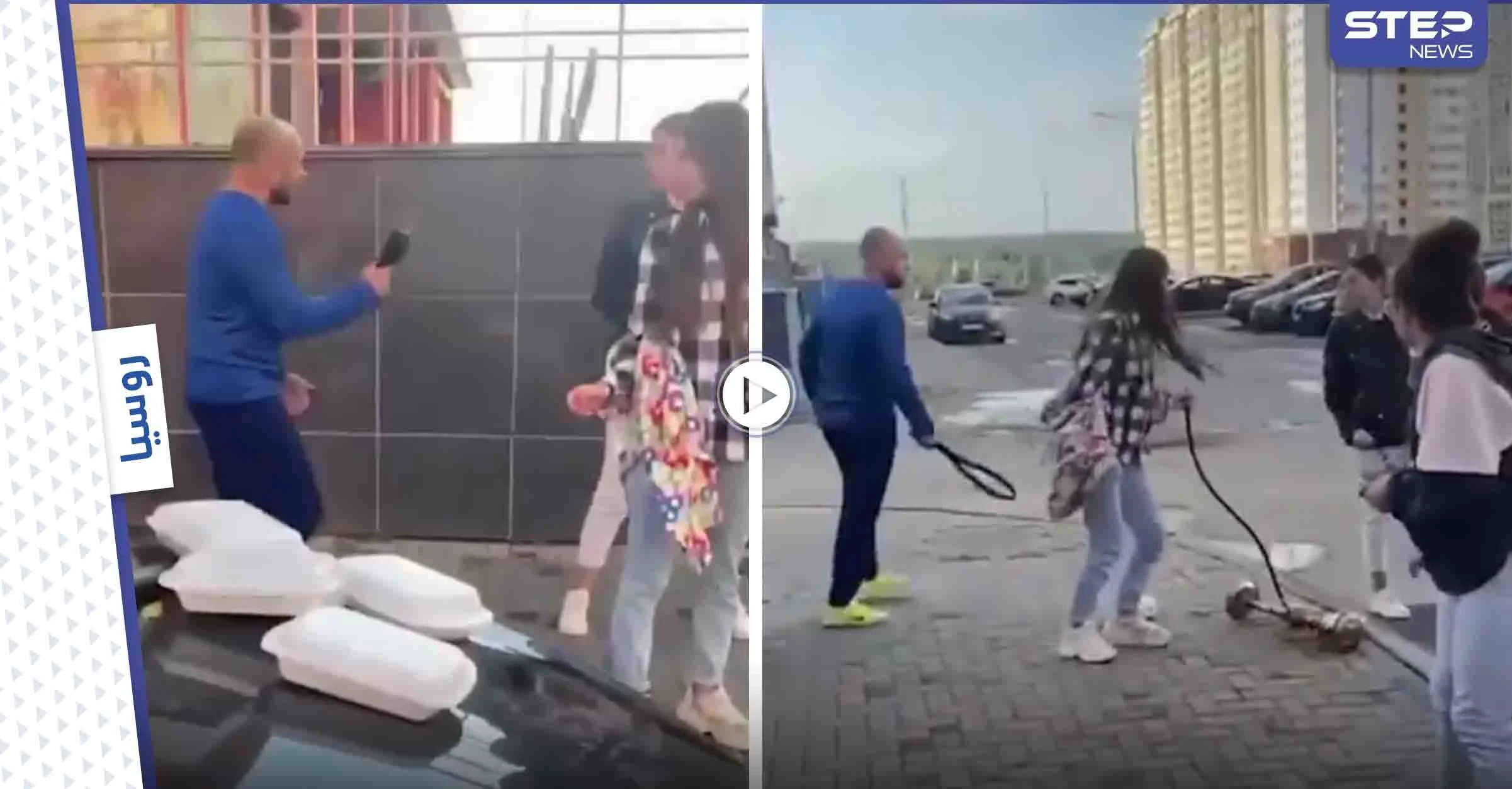بالفيديو|| شاب غاضب يهاجم 3 فتيات يجلسنّ وسط الطريق لــ شرب النرجيلة ويشبعهنّ ضرباً بحزامه