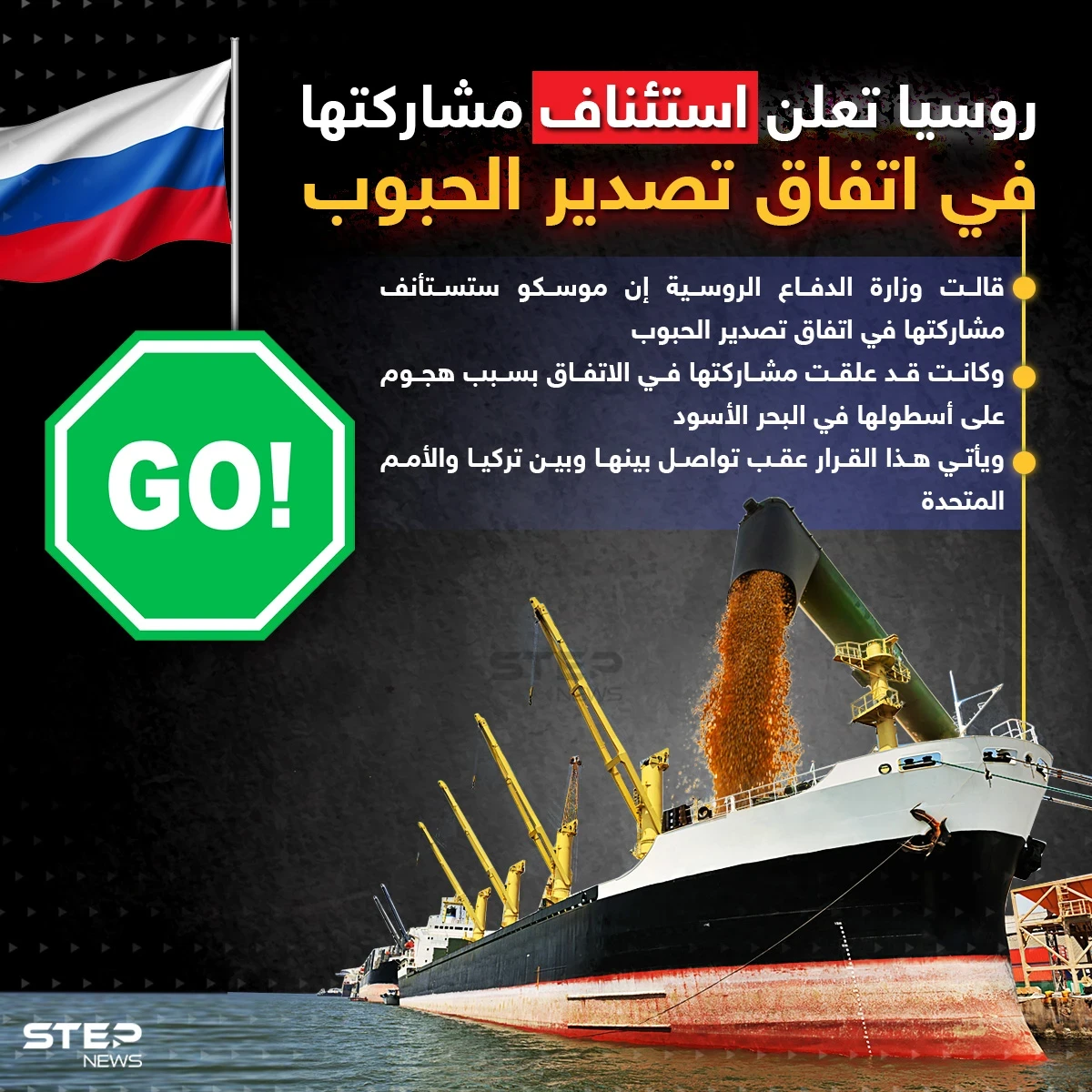 روسيا تعود لاتفاق تصدير الحبوب