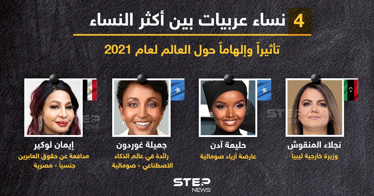 4 نساء عربيات بين أكثر النساء إلهاما وتأثيرا لعام 2021