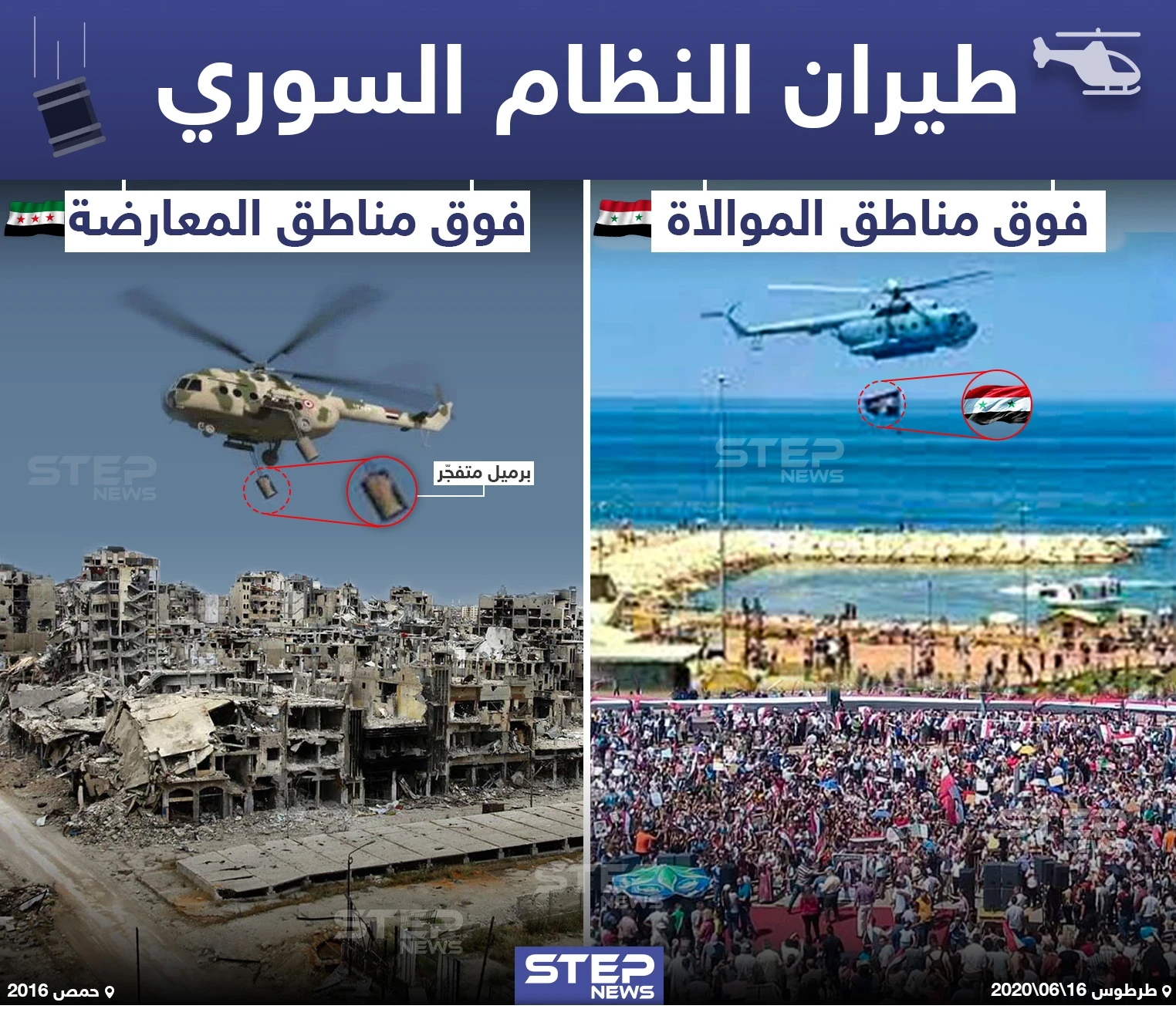 طيران النظام السوري ما بين مناطق الموالاة ومناطق المعارضة