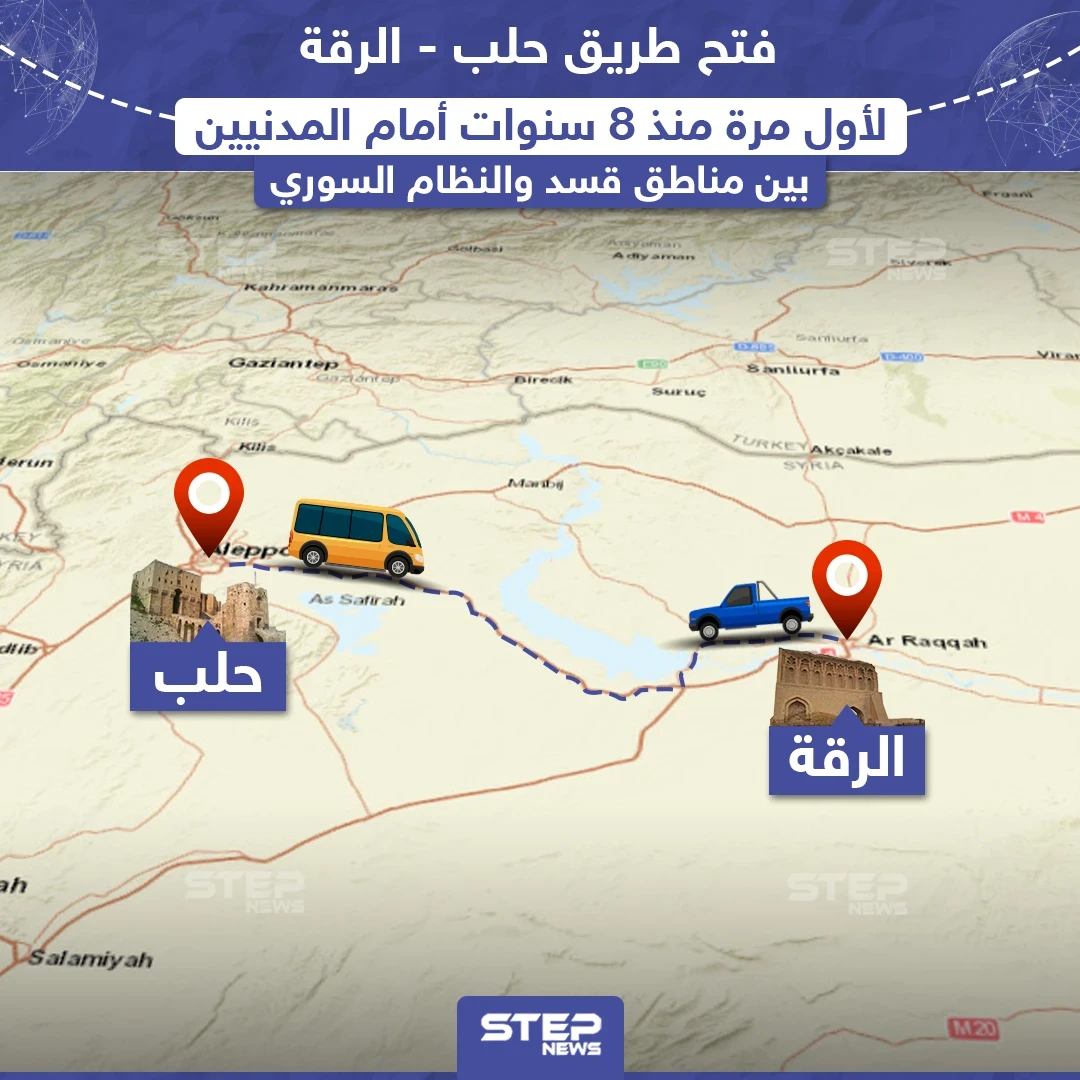 بعد إغلاقه لسنوات طريق حلب - الرقة يعود للعمل من جديد بين مناطق قسد والنظام السوري