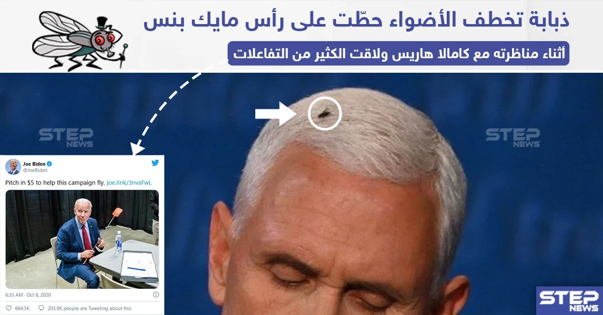 ذبابة على رأس نائب ترامب تخطف الأضواء وتثير موجة سخرية على تويتر