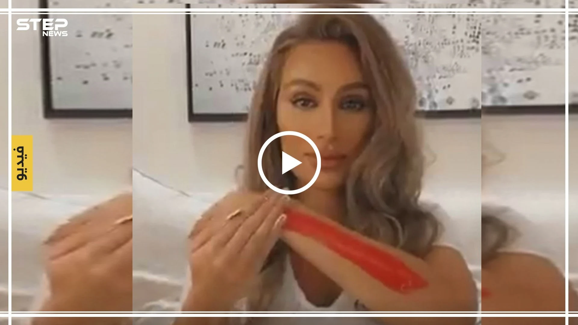 شاهد بالفيديو|| ماذا فعلت فنانة لبنانية شهيرة بيدها دعماً للمظاهرات