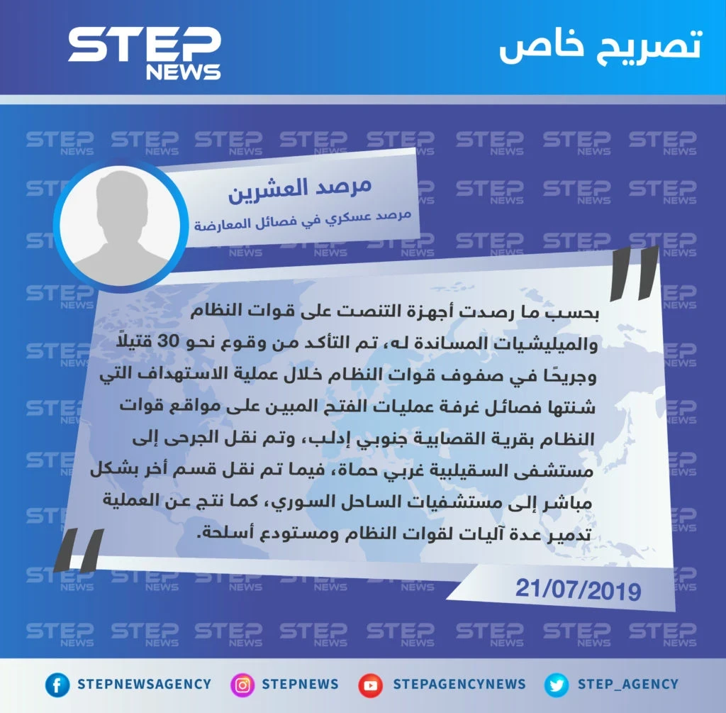 مرصد عسكري يكشف عن خسائر قوات النظام بهجوم فصائل الفتح المبين على القصابية جنوبي إدلب