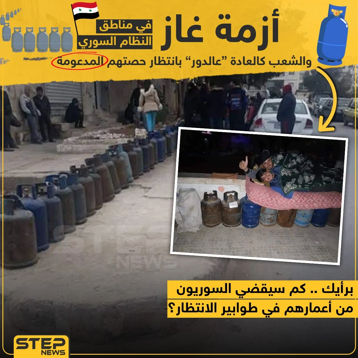 استمرار أزمة الغاز في مناطق النظام السوري ?