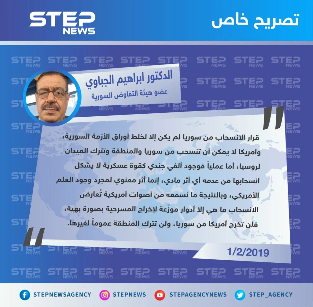 خاص|| عضو هيئة التفاوض السورية: أمريكا لن تنسحب من سوريا والمنطقة وتترك الميدان لروسيا