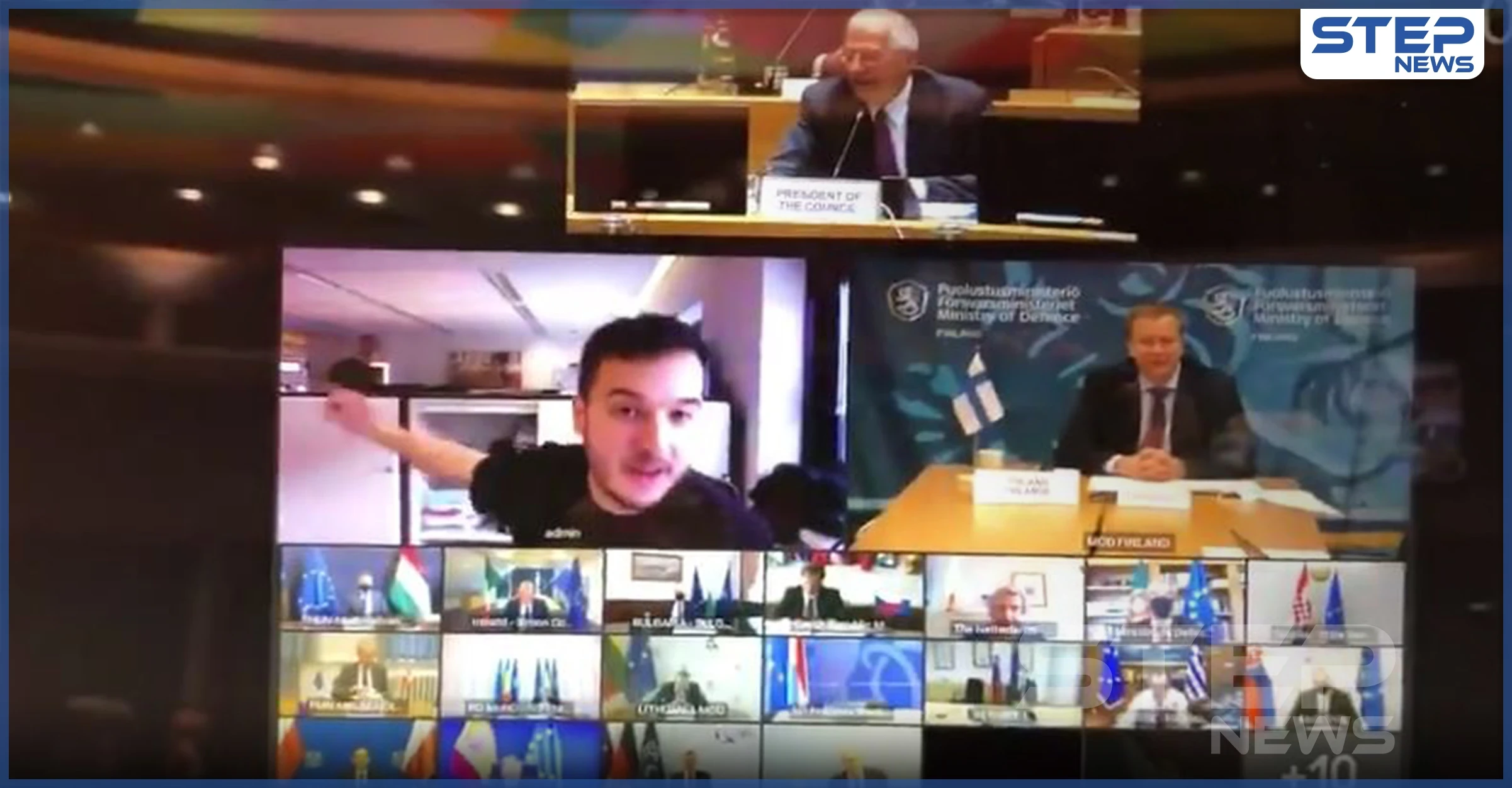 بالفيديو|| صحفي يخترق مؤتمراً سريّاً لـ وزراء الدفاع في أوروبا ويفشله