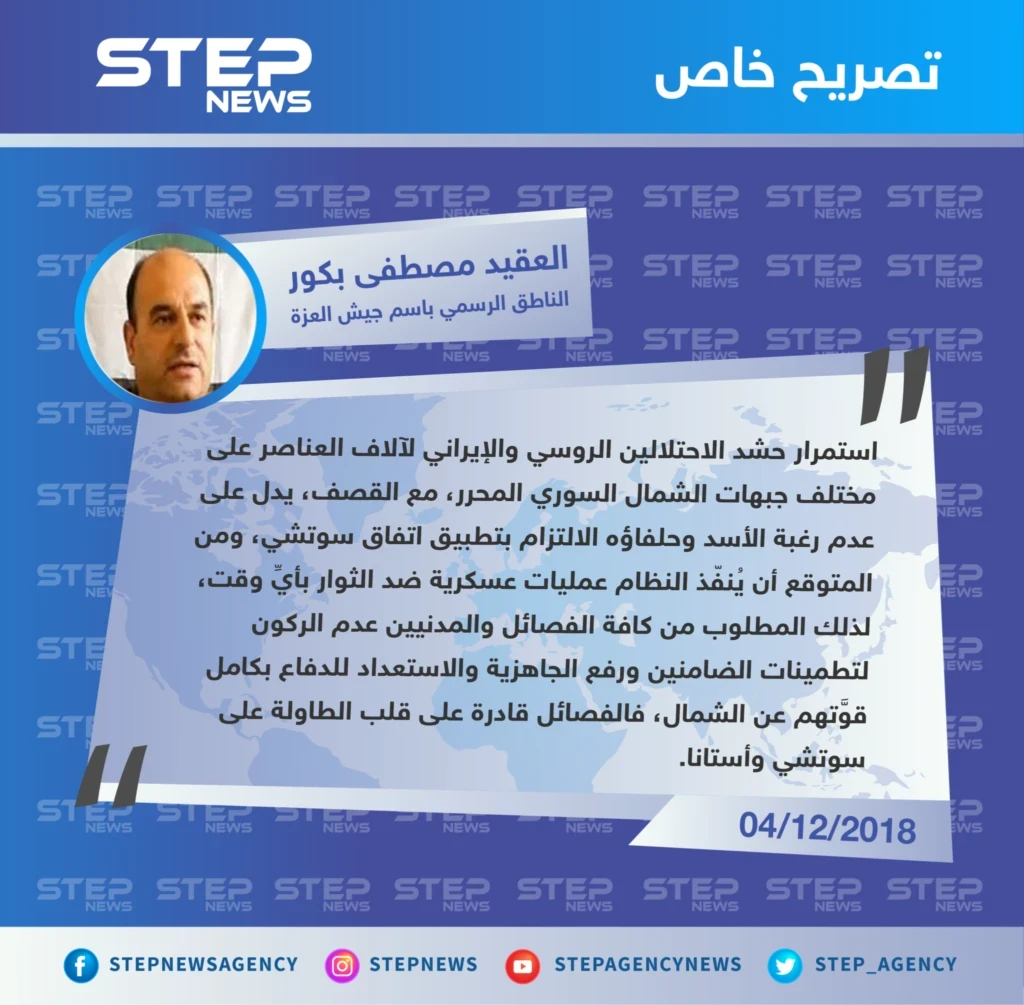 جيش العزة يُطالب الفصائل والمدنيين برفع الجاهزية والاستعداد للدفاع بكامل قوَّتهم عن الشمال السوري.