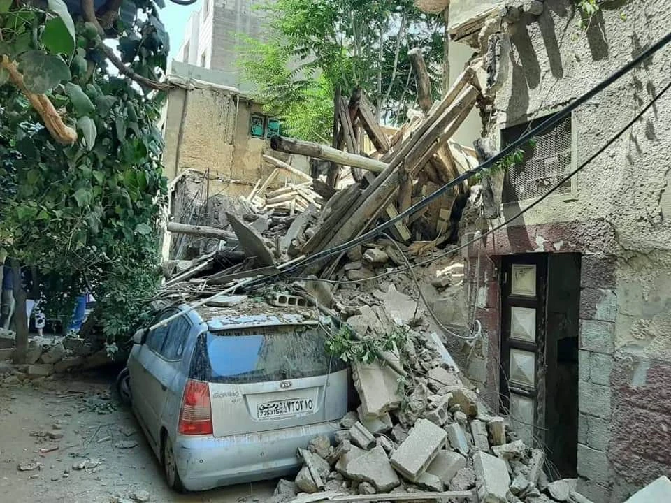 شاهد بالصور: إنهيار منزل دمشقي في منطقة باب مصلى بالعاصمة دمشق