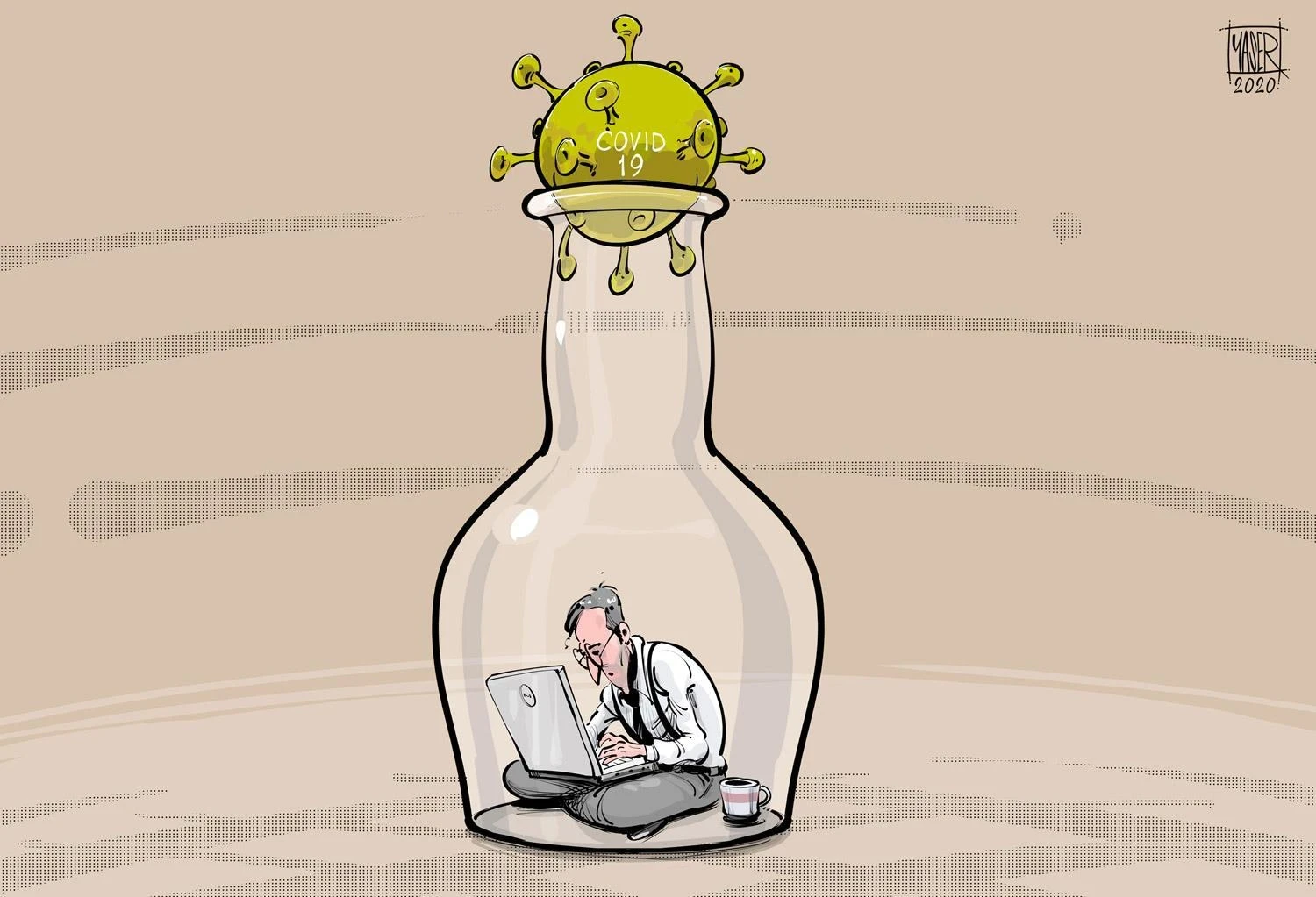 كاريكاتير || كورونا والحجر المنزلي