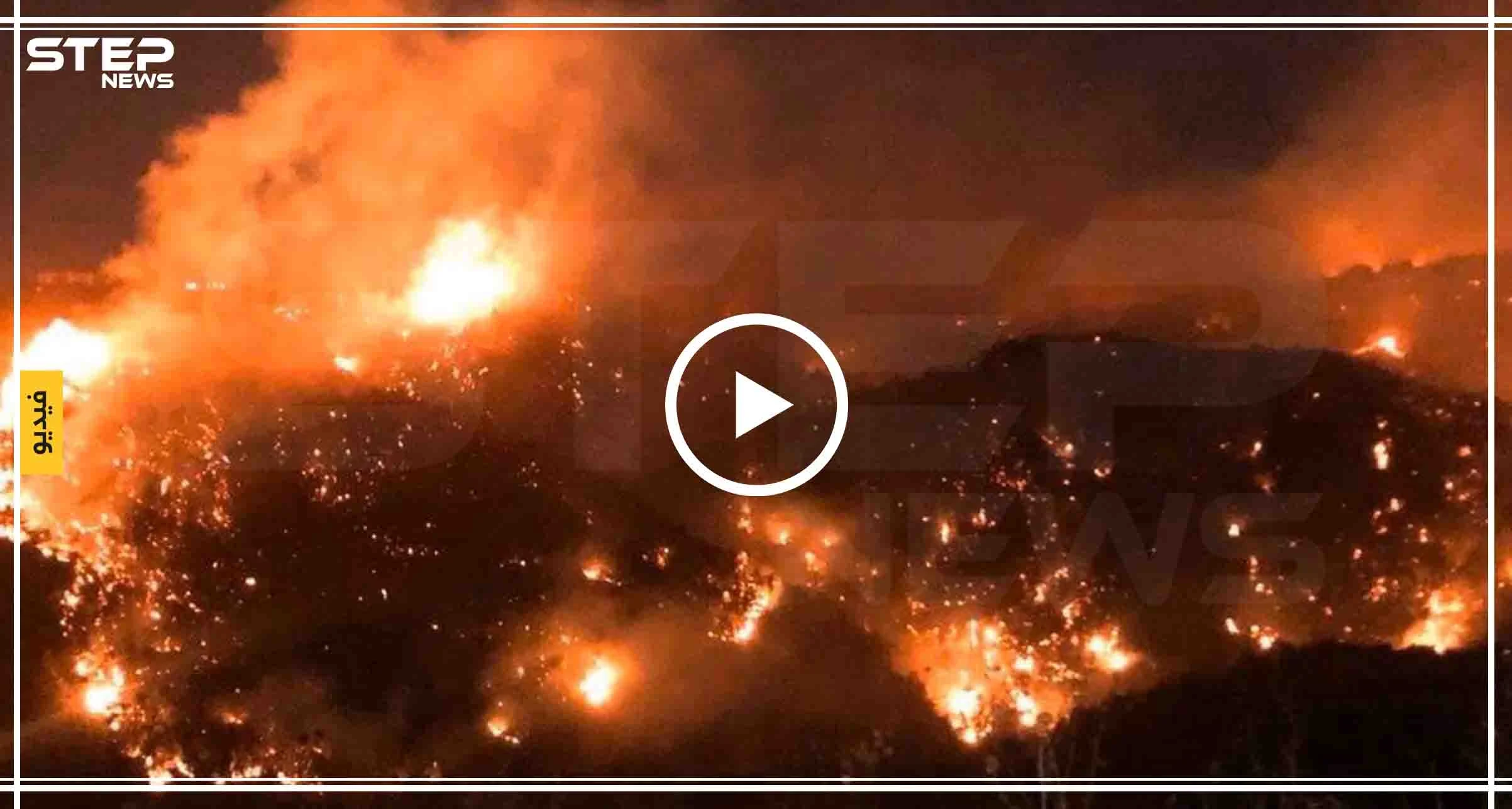 حرائق ضخمة تجتاح مناطق واسعة في لبنان (فيديو)