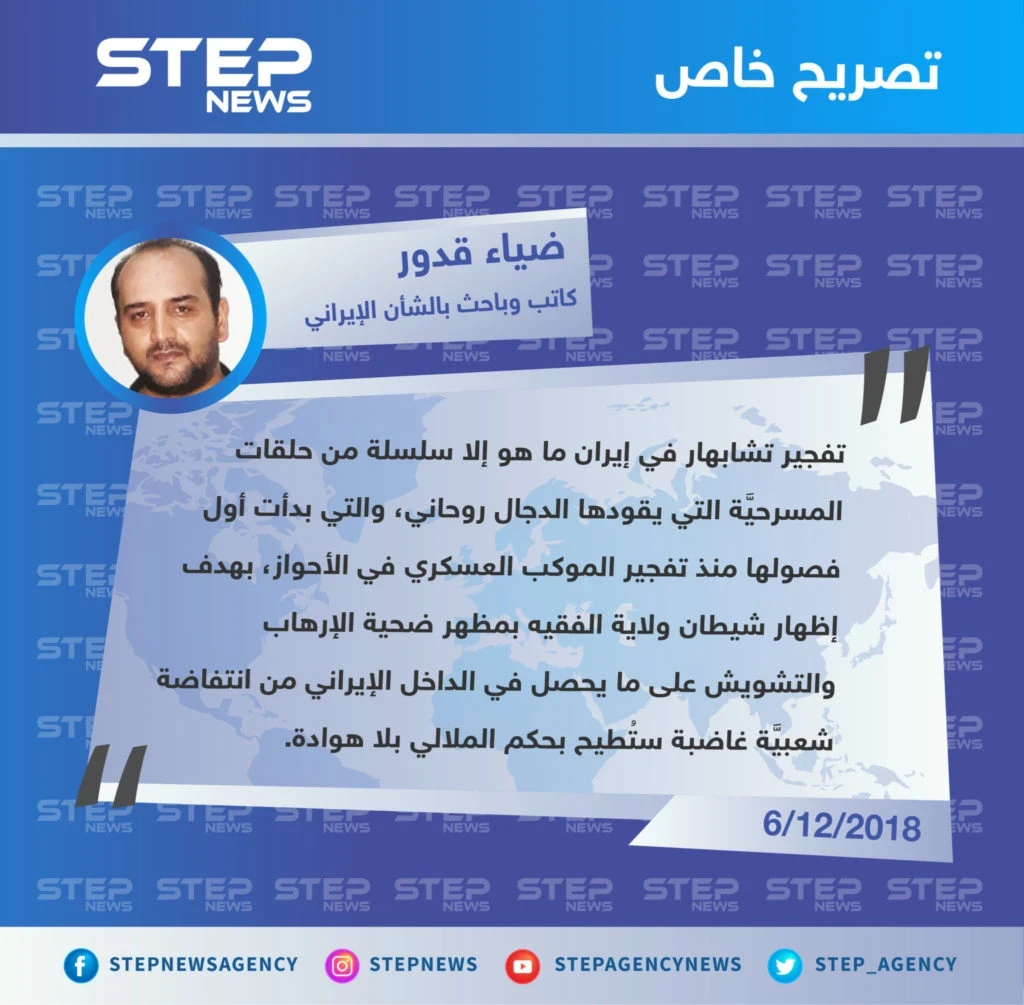 رئيس وحدة متابعة الشأن الإيراني في حركة تحرير وطن: "تفجير إيران ما هو إلا سلسلة من حلقات المسرحيَّة"