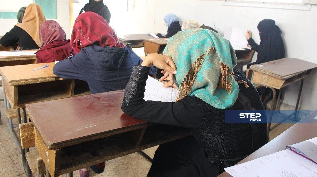 جانب من الامتحانات العامة في مركز بنات ثانوية أريحا بريف إدلب