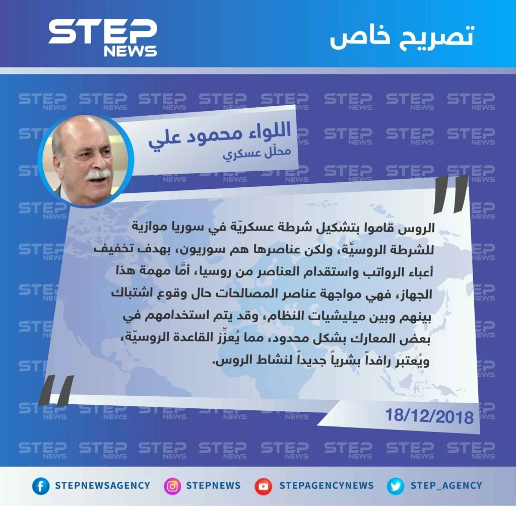 خاص || تحليل عسكري حول إعلان وزارة الدفاع الروسيَّة عن تشكيل شرطة عسكرية في سوريا رديفة للشرطة الروسيَّة .
