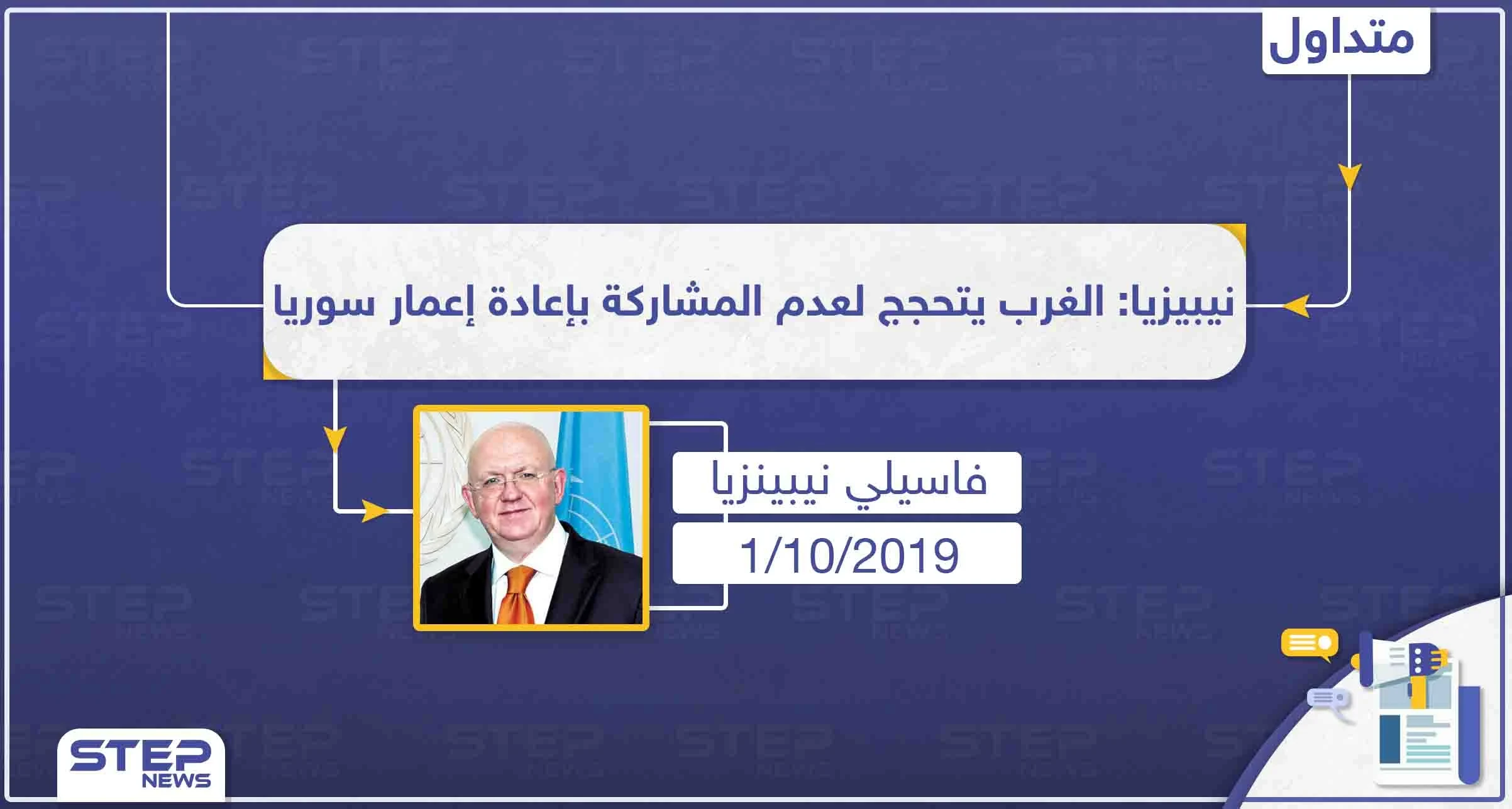 مندوب روسيا يتهم الغرب بـ"إفتعال الحجج" بشأن إعادة الإعمار بسوريا
