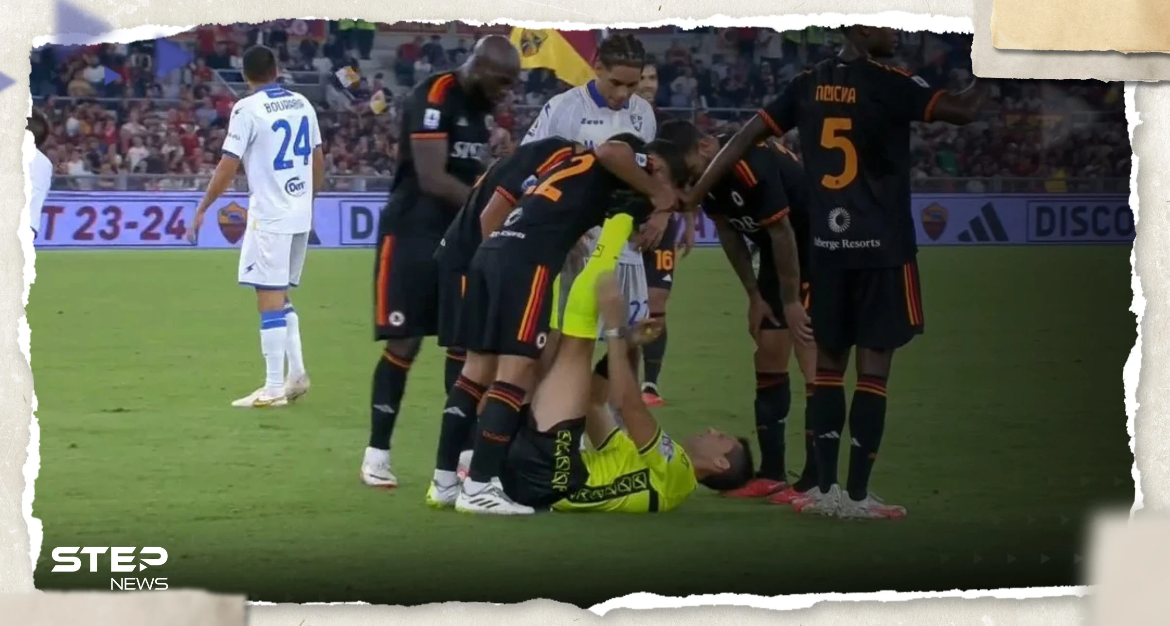 بالفيديو|| لاعب عربي في الدوري الإيطالي يسعف الحكم بعد أن تسبب بإصابته