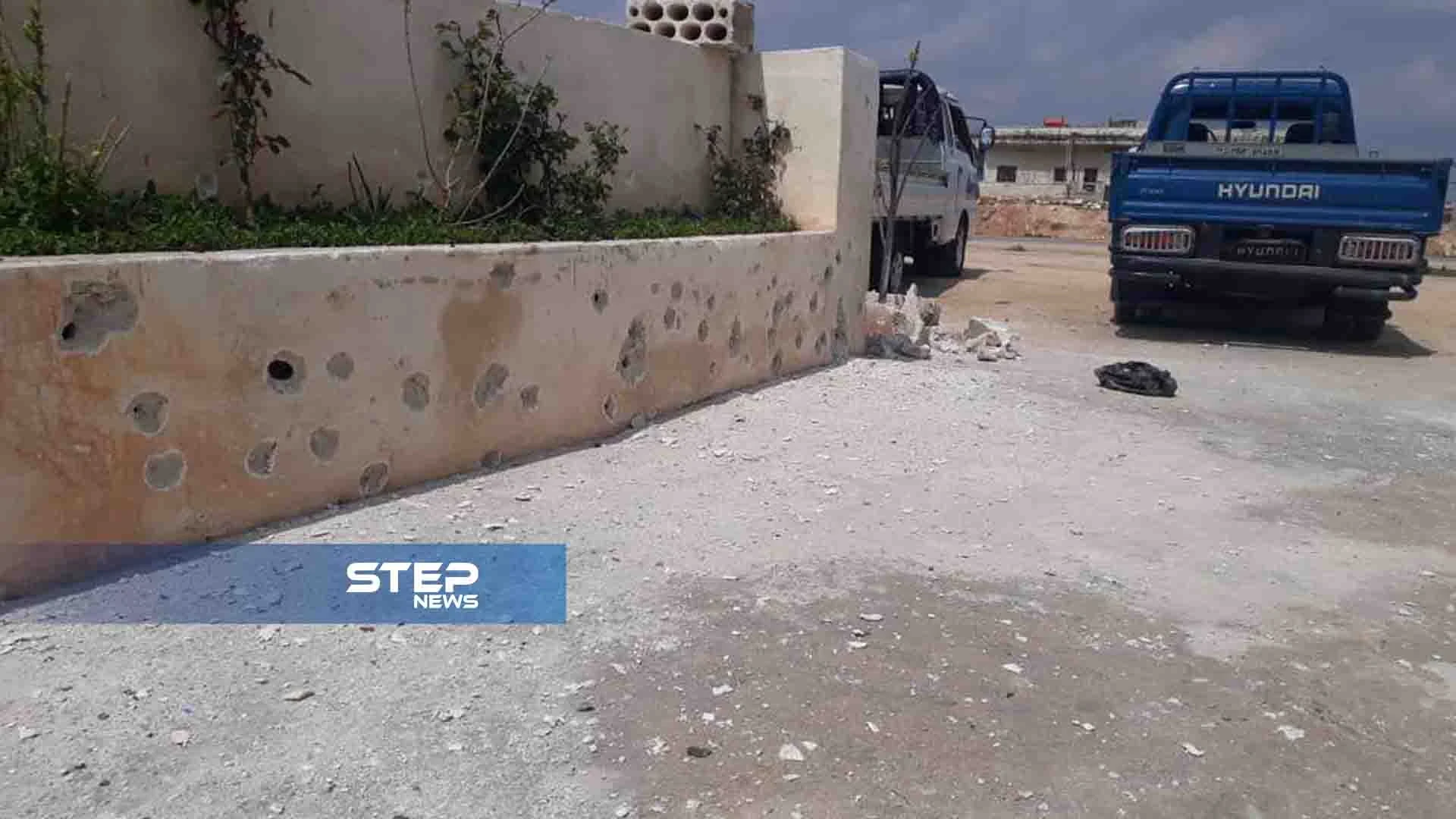 صور لمكان استهداف بلدة النيرب في ريف إدلب بالصواريخ العنقودية