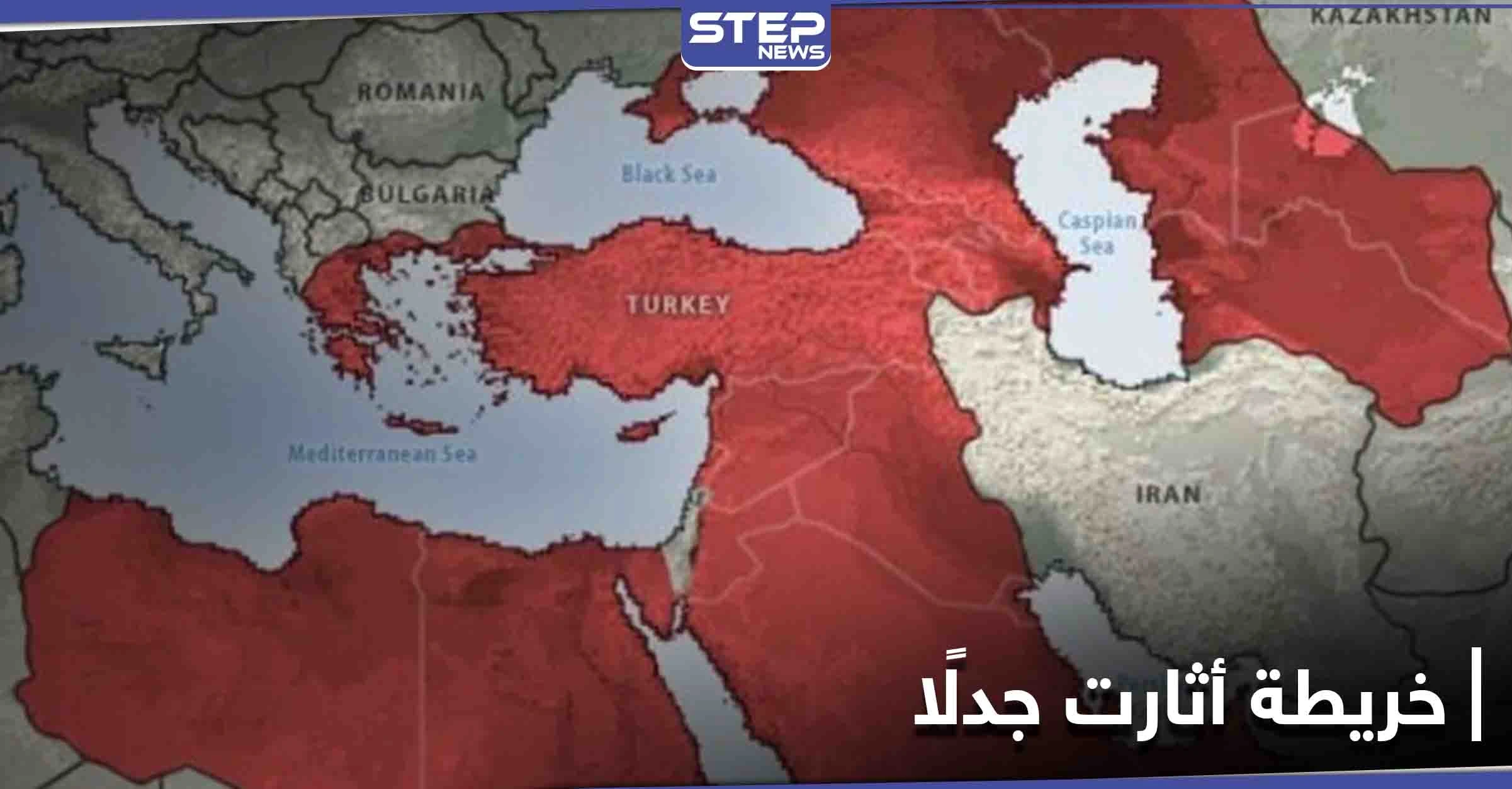 مستثنية إسرائيل.. خريطة للنفوذ التركي المتوقع بحلول 2050 تثير جدلًا واسعًا