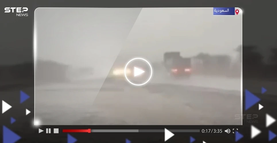 ظاهرة "غير عادية".. تساقط البرد مع أمطار رعدية في صحراء السعودية (فيديو)