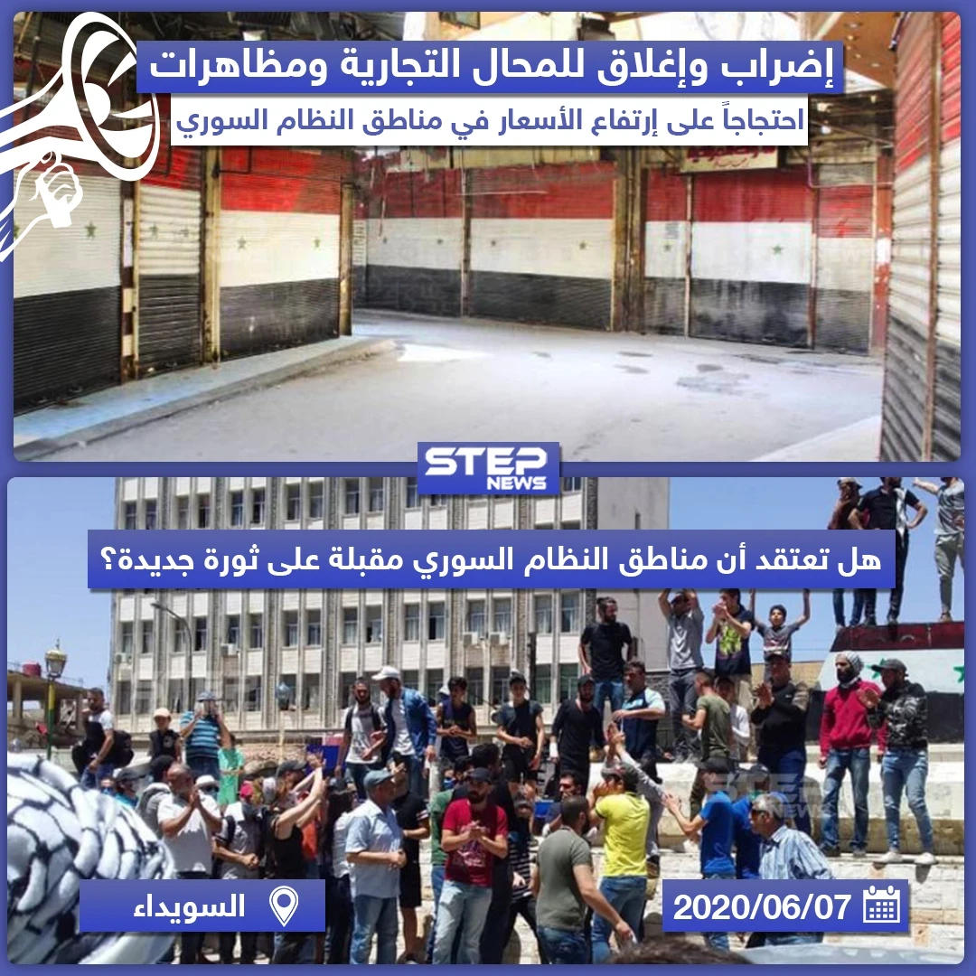 إضراب ومظاهرات في مناطق النظام السوري احتجاجاً على ارتفاع الأسعار