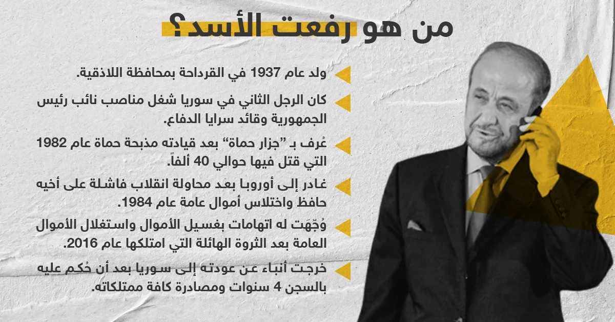 في ظل الحديث عن عودته إلى سوريا.. من هو رفعت الأسد عم رئيس النظام السوري بشار الأسد