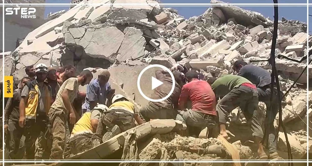 شاهد لحظة انقاذ الجرحى من تحت الانقاض في مدينة أريحا جنوب إدلب 27/07/2019