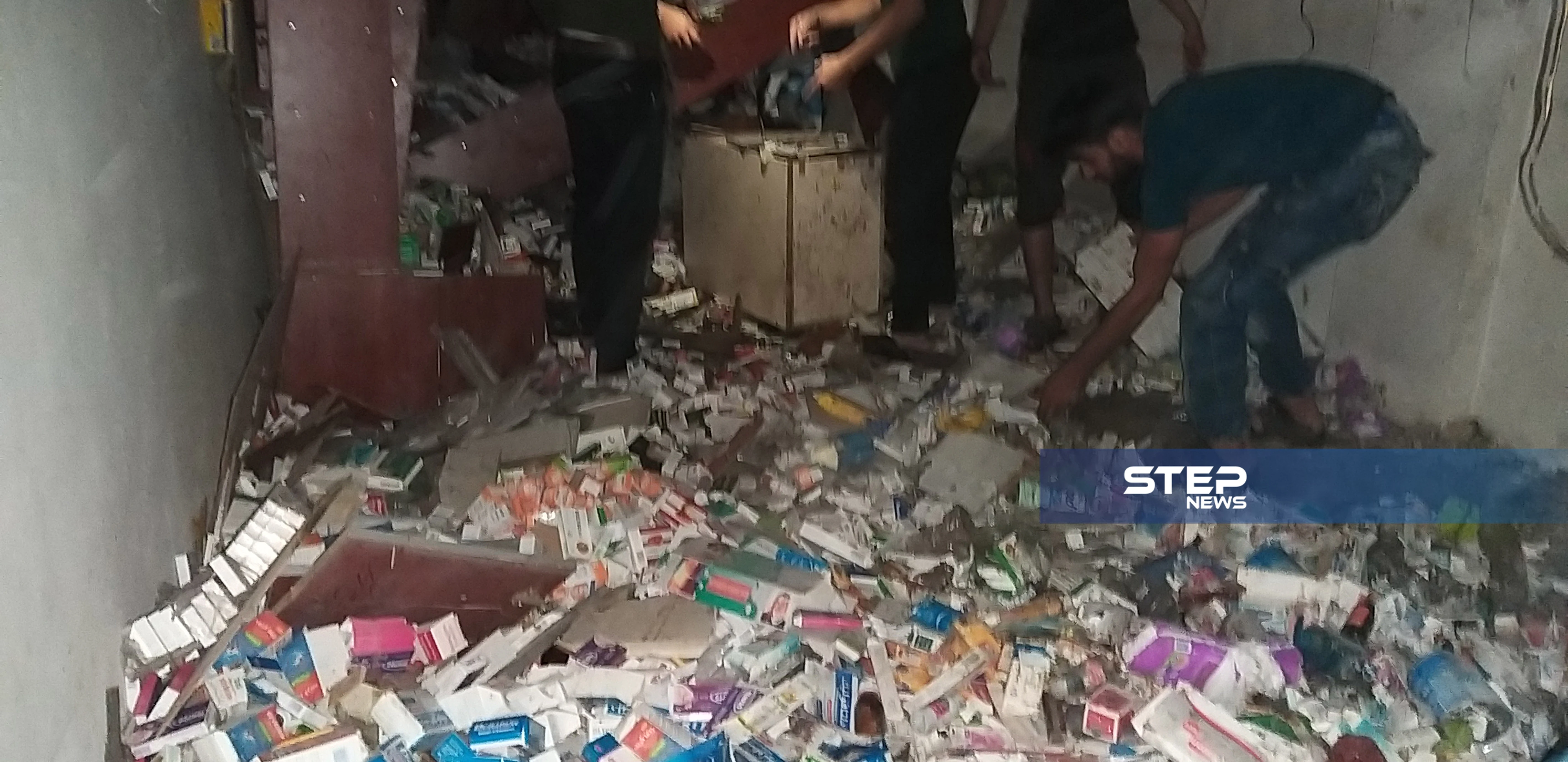 الصور الأولية لانفجار عبوة ناسفة داخل صيدلية بريف حلب الغربي